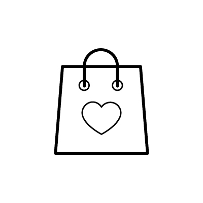 ハート柄のショッピングバッグのアイコンイラストのサンプル画像