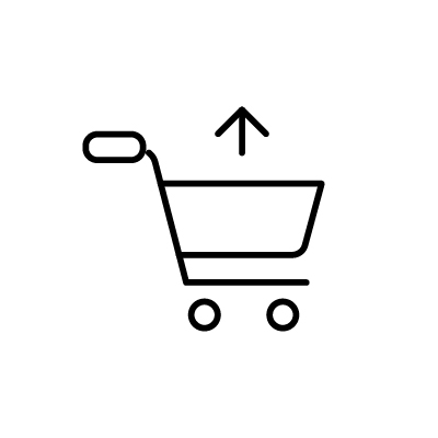 ショッピングカートから商品を出すアイコンイラストのサンプル画像
