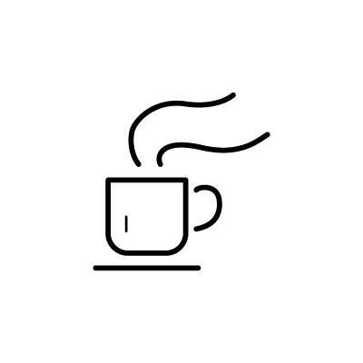 淹れたてのコーヒーを注いだコーヒーカップのアイコンイラストのサンプル画像