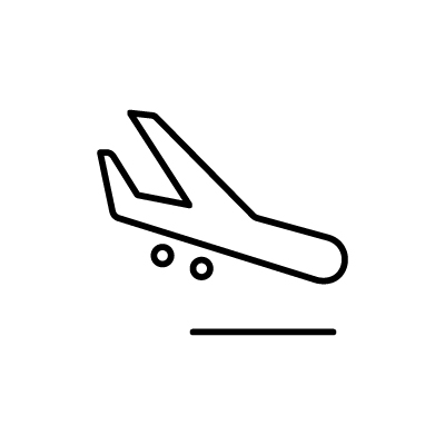 着陸する飛行機のアイコンイラストのサンプル画像