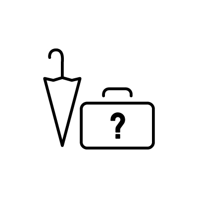 遺失物預かり所（傘とスーツケース）のアイコンイラストのサンプル画像