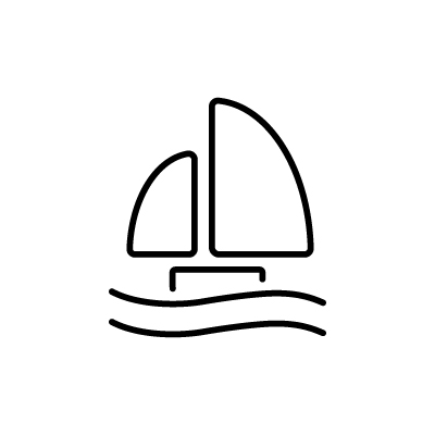 海に浮かぶヨットのアイコンイラストのサンプル画像