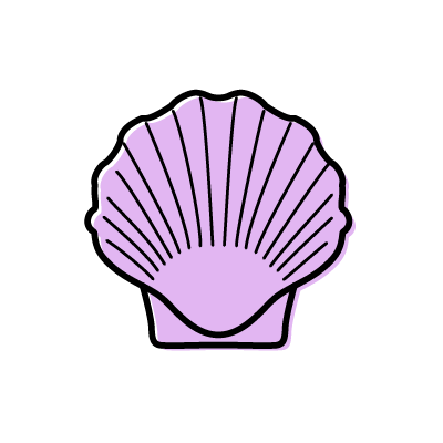 紫の二枚貝の貝殻のアイコンイラスト素材