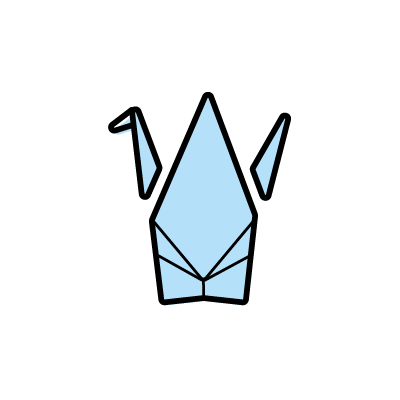 折り鶴（青の折り紙）のアイコンイラスト素材