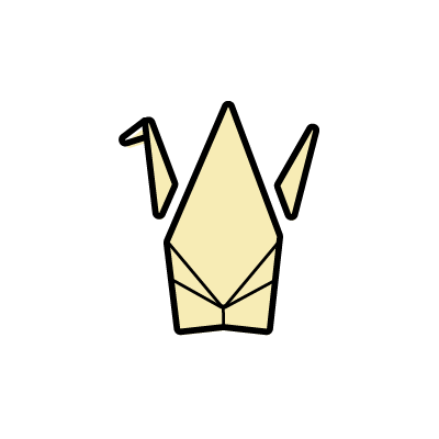 折り鶴（黄色の折り紙）のアイコンイラスト素材