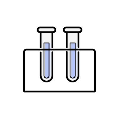 並べて立てられた２本の試験管のアイコンイラスト素材（ブルー）
