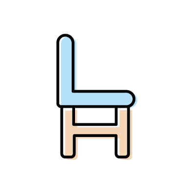 青い椅子（横向き）のアイコンイラスト素材