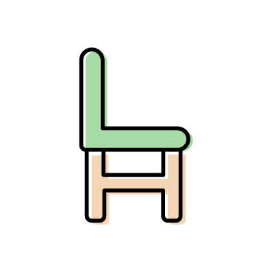 緑の椅子（横向き）のアイコンイラスト素材
