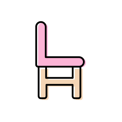 ピンクの椅子（横向き）のアイコンイラスト素材