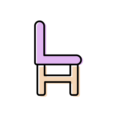 紫の椅子（横向き）のアイコンイラスト素材