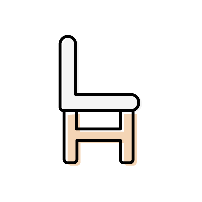 白い椅子（横向き）のアイコンイラスト素材