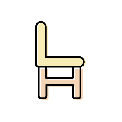 黄色い椅子（横向き）のアイコンイラスト素材