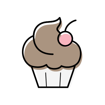 チョコレートクリームのカップケーキのアイコンイラスト素材