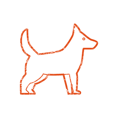 犬のスタンプ（オレンジインク）のアイコンイラスト素材
