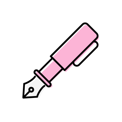 ピンク色の万年筆のアイコンイラスト素材