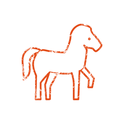 オレンジインクで押された馬のアイコンイラスト素材