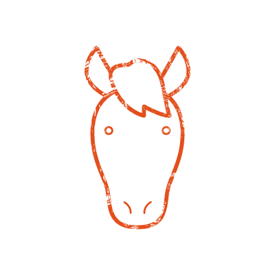 スタンプ加工の馬（オレンジインク）のアイコンイラスト素材