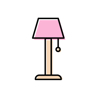 ベッドサイドライト（ピンク）のアイコンイラスト素材