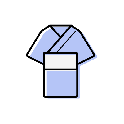 着物（青の着物に白系の帯）のアイコンイラスト素材