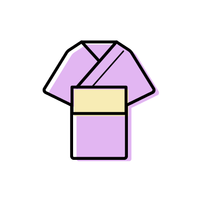 着物（紫の着物に黄系の帯）のアイコンイラスト素材