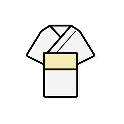 着物（白の着物に黄系の帯）のアイコンイラスト素材