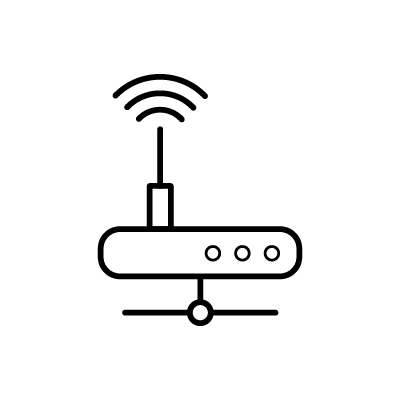 ネットワーク上に接続されたルーターのアイコンイラスト素材のサンプル画像