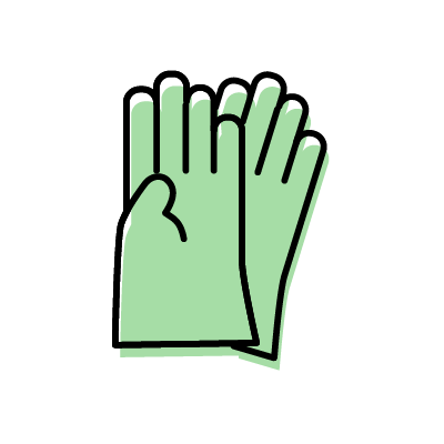 グリーンのゴム手袋のアイコンイラスト素材