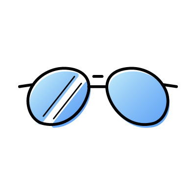 ブルーのグラデーションレンズのサングラスのアイコンイラスト素材