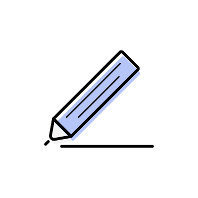青い鉛筆で線を引いている様子のアイコンイラスト素材