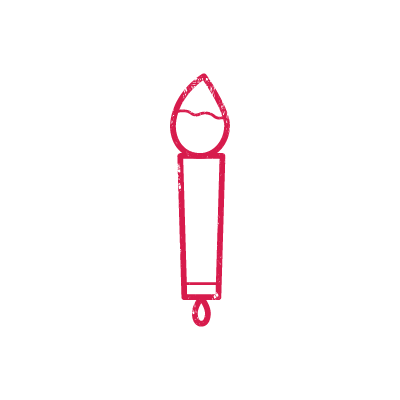 書初めの筆（赤スタンプ）のアイコンイラスト素材