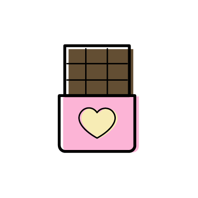 バレンタインの板チョコレート（ビターチョコ）のアイコンイラスト素材