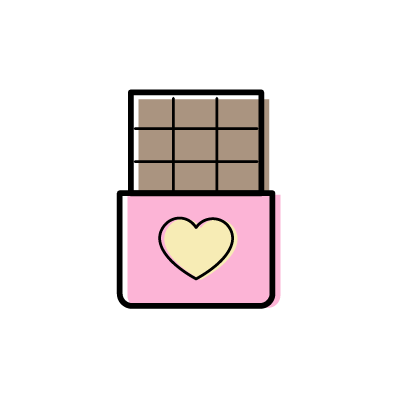 バレンタインの板チョコレート（ミルクチョコ）のアイコンイラスト素材