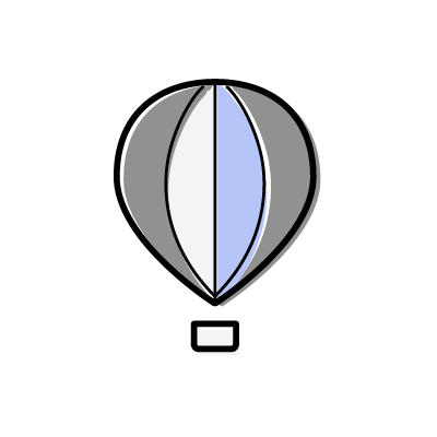 グレースケールの気球のアイコンイラスト素材