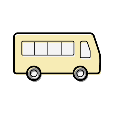 黄色のバスのアイコンイラスト素材