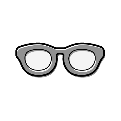 ブラックのセルフレームの眼鏡のアイコンイラスト素材