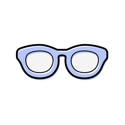 ブルーのセルフレームの眼鏡のアイコンイラスト素材