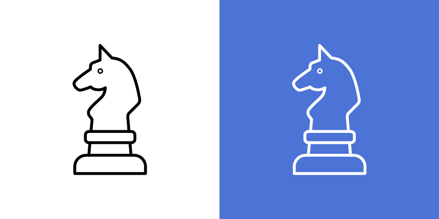 チェスの駒のアイコンイラスト素材を使った背景色と線の色の組み合わせの比較イメージ