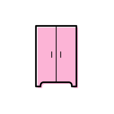ピンク色の戸棚のアイコンイラスト素材