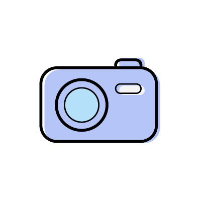 ブルーのコンパクトデジタルカメラのアイコンイラスト素材