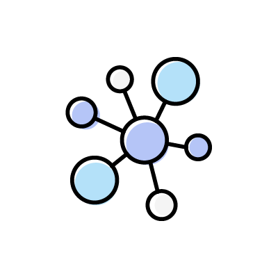 ネットワークのイメージ（青）のアイコンイラスト素材