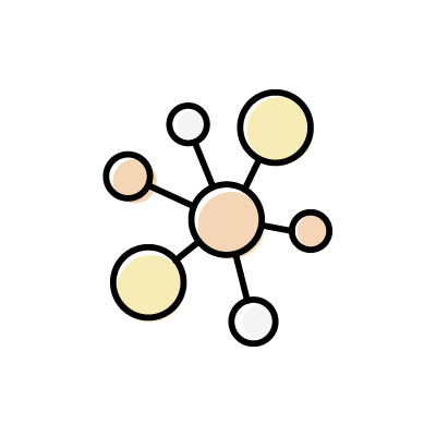 ネットワークのイメージ（黄色）のアイコンイラスト素材