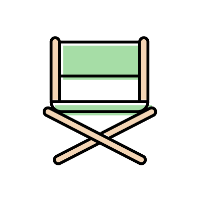 緑の折りたたみ式椅子のアイコンイラスト素材