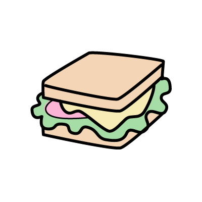 ハムエッグのサンドイッチのアイコンイラスト素材