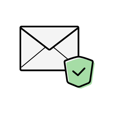 緑の盾で保護された安全なメールのアイコンイラスト素材