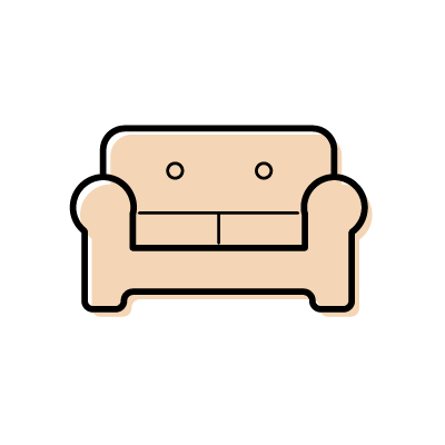 ベージュのソファーのアイコンイラスト素材
