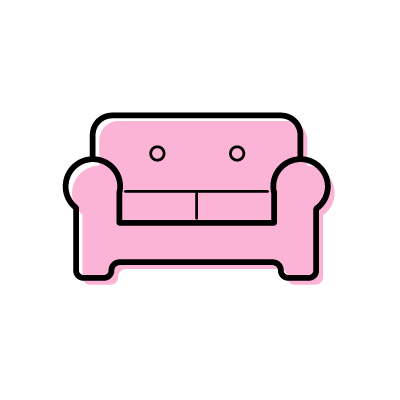 ピンクのソファーのアイコンイラスト素材