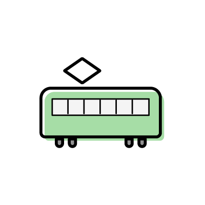 緑色の電車（横向き）のアイコンイラスト素材