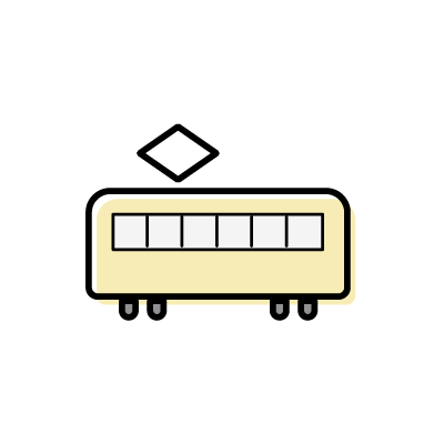 黄色い電車（横向き）のアイコンイラスト素材