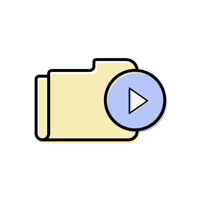青い再生ボタンのついた動画フォルダのアイコンイラスト素材