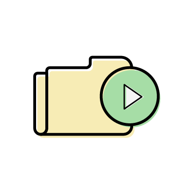 緑色の再生ボタンのついた動画フォルダのアイコンイラスト素材